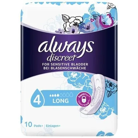 Always Discreet Incontinence Pads Plus Women Long x10