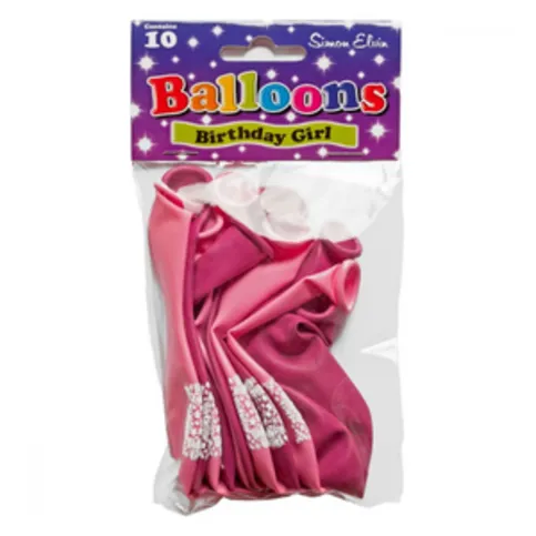 Birthday Girl Balloons 10 Pack