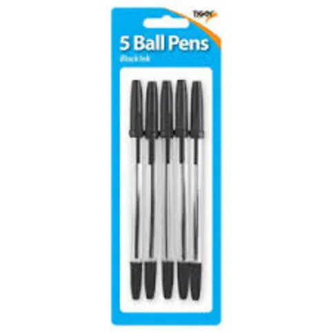 Black Ball Point Pens 5 Pack