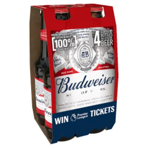 Budweiser Lager Beer Bottles 4 x 300ml