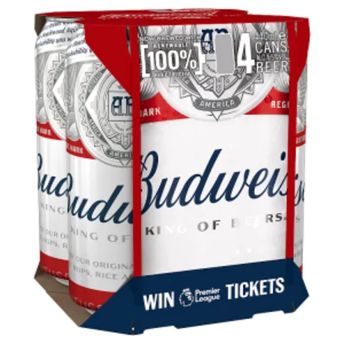 Budweiser Lager Beer Cans 4 x 440ml
