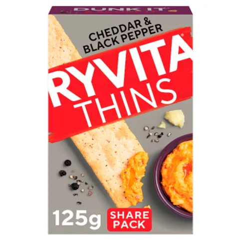 Ryvita Thins Cheddar & Black Pepper 125g