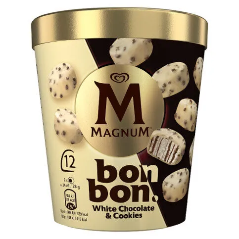 Magnum Bon Bon Ice Cream Frozen Snack White Chocolate & Cookies 12x 17 ml (204 ml) 