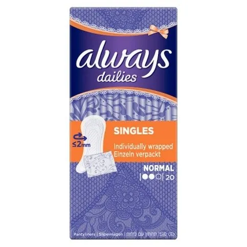 Always Dailies Singles Normal To Go Panty Liners x20