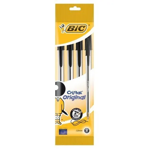 Bic Cristal Black Pens 4 Pack