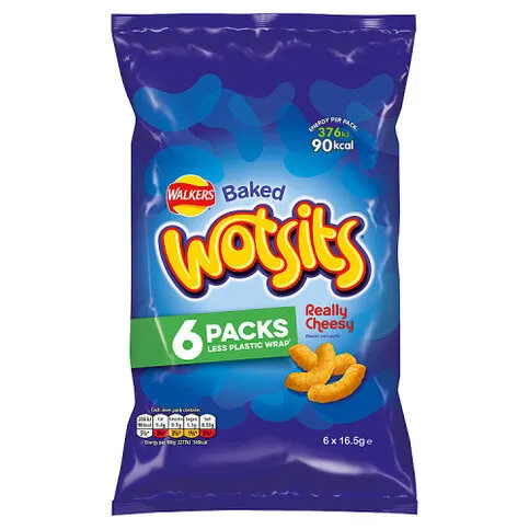 Wotsits Really Cheesy Multipack Cheese Snacks Crisps 6 x 16.5g