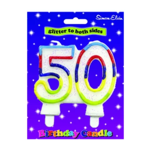 SImon Elvin Glitter Number 50 Candle