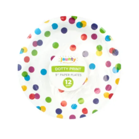 Jaunty 9" Confetti Print Paper Plates 12pcs