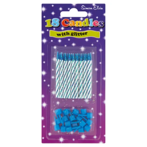 Simon Elvin Blue Candles with Glitter 18 Pack