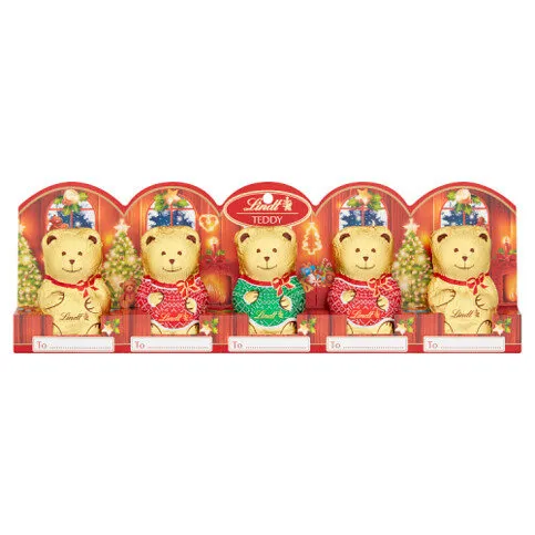 Lindt Teddy Christmas Milk Chocolate 5 x 50g